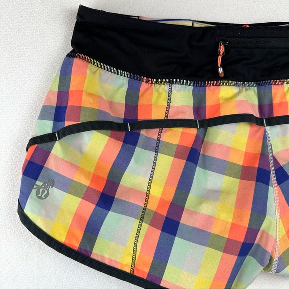 Lululemon Speed Short Sea Wheeze Plaid Running Active Workout - Picture 3 of 7